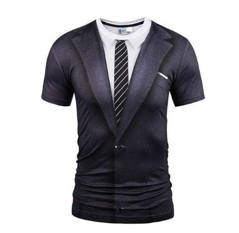 Fake Vest men short sleeve hip hop Fashion Man Slim Fit t-shirt Halloween cosplay