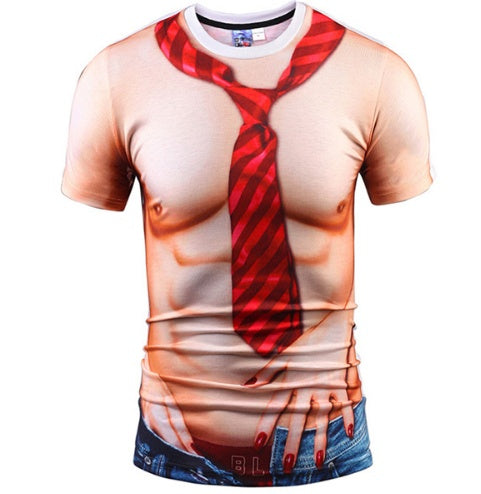 Fake Vest men short sleeve hip hop Fashion Man Slim Fit t-shirt Halloween cosplay