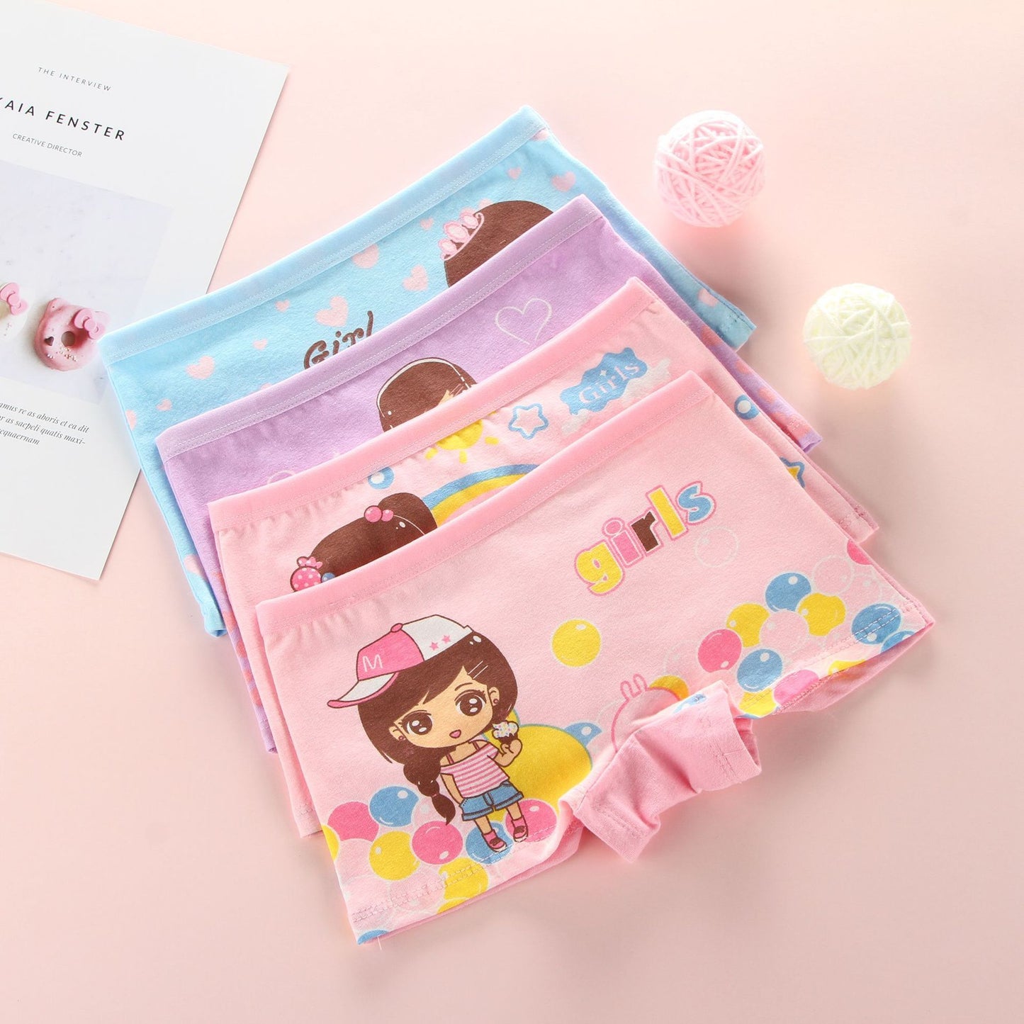 Cartoon Children's Underwear Cotton Girls' Princess Boxers