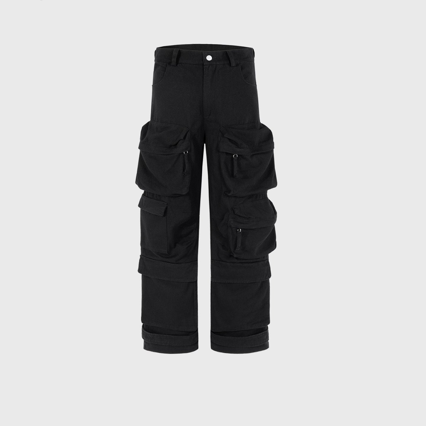 Multi-pocket Wide Leg Washed Overalls Men's And Women's Same Casual Pants