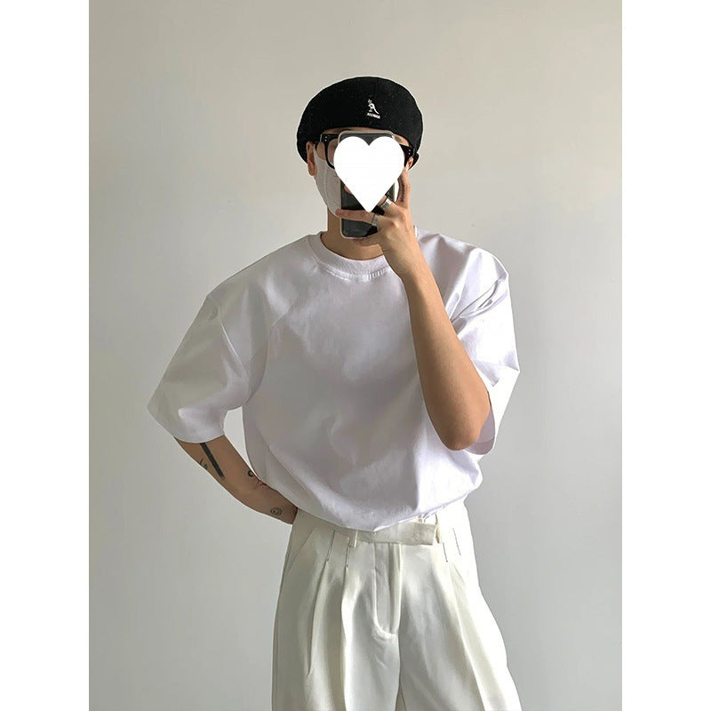 Men's Summer Cotton Short Sleeve Solid Color T-shirt