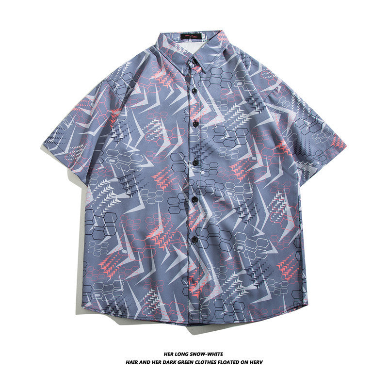 Fashionable Hawaiian Ice Silk Inch Shirt Man