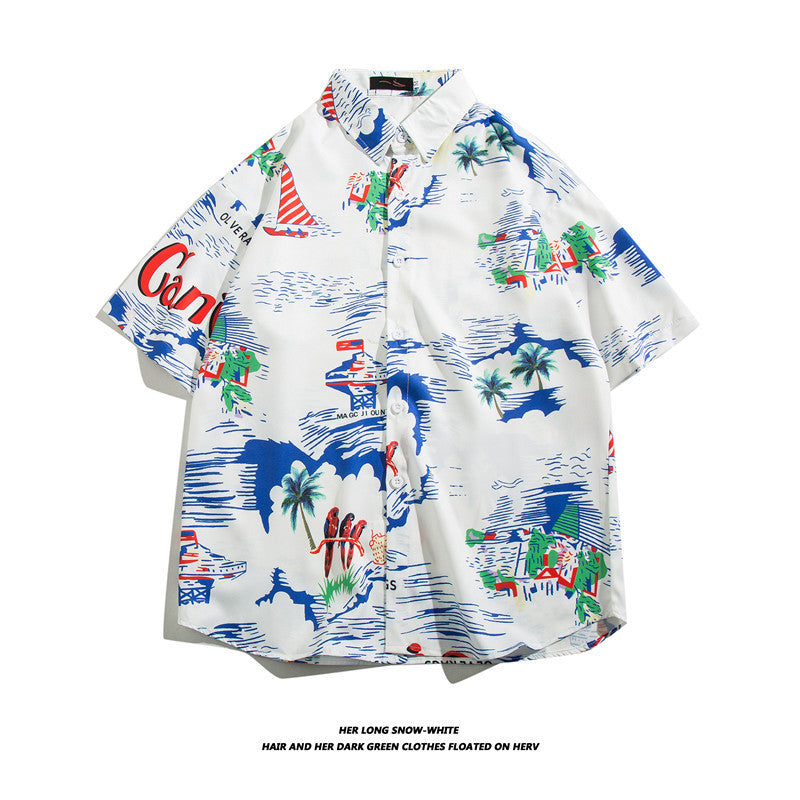Fashionable Hawaiian Ice Silk Inch Shirt Man