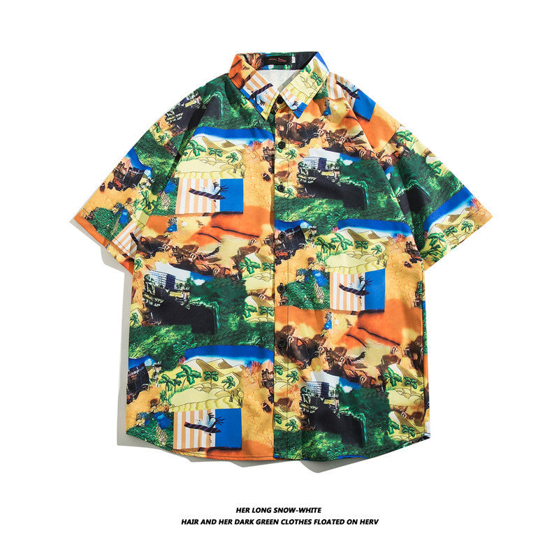 Fashionable Hawaiian Ice Silk Inch Shirt Man