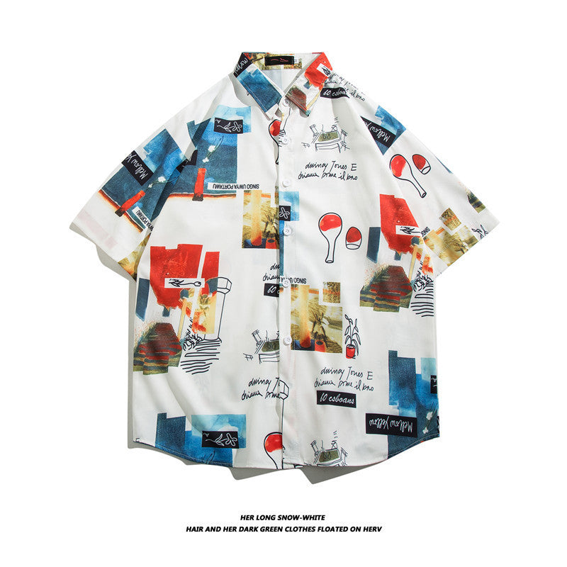 Fashionable Hawaiian Ice Silk Inch Shirt Man