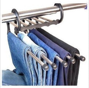 5 En 1 percha de armario multifuncional perchas de ropa pantalones de acero inoxidable mágico perchas de ropa para Perchero de ropa