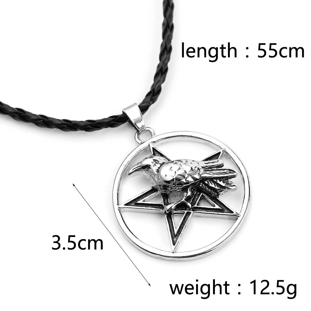 Popular Odin animal five-pointed star animal crow witchcraft necklace