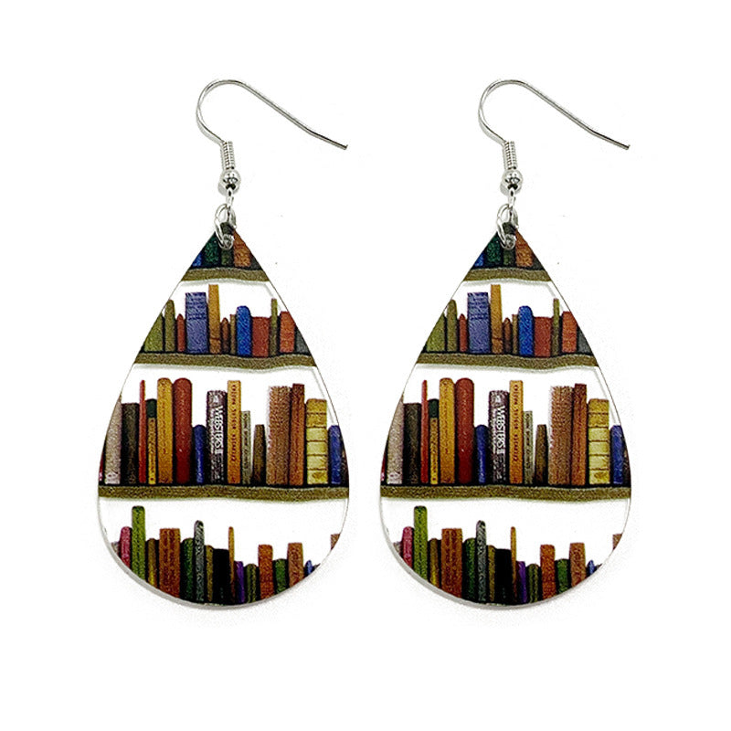 Classic Droplet Splice Bookcase Acrylic Earrings