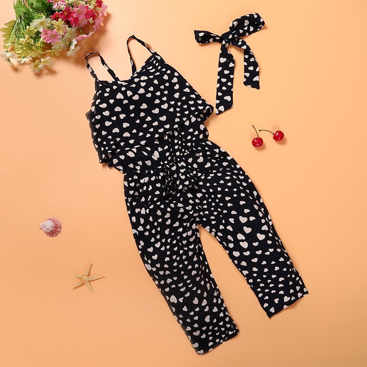 Moda verano niños niñas conjuntos de ropa de algodón sin mangas Polka Dot Correa niñas mono conjuntos de ropa trajes niños trajes