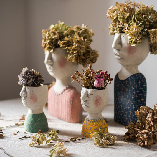 Maceta de la Estatua de la diosa de la flor de la cabeza Retro florero de La Venus