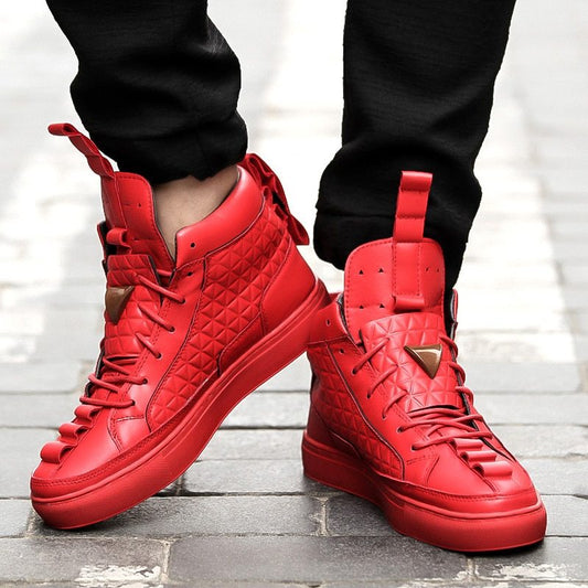 Nuevo primavera otoño hombres Rojo Negro Blanco Zapatos casuales hombres altos Zapatos De moda Zapatos De Hombre botas masculinas