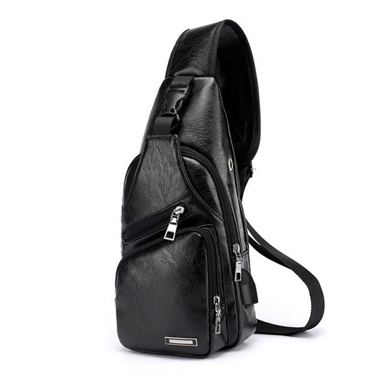 Bolsa de carga USB para hombre, bolsa de pecho para hombre, bolsa de hombro de PVC PU personalizada, bolsa de viaje de mensajero en Diagonal, bolsas de cuerpo cruzado