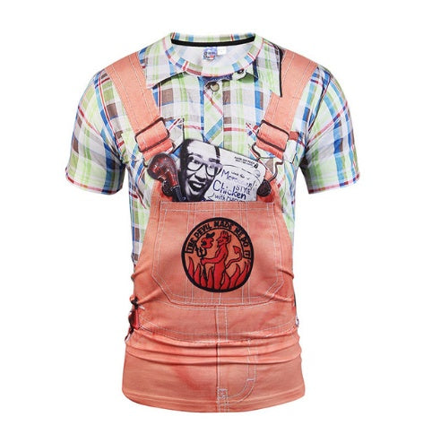 Fake Vest men short sleeve hip hop Fashion Man Slim Fit t-shirt Halloween cosplay