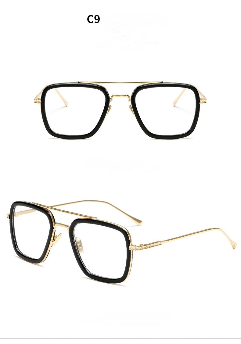 New Fashion Sunglasses Men Metal Square Iron Man Glasses