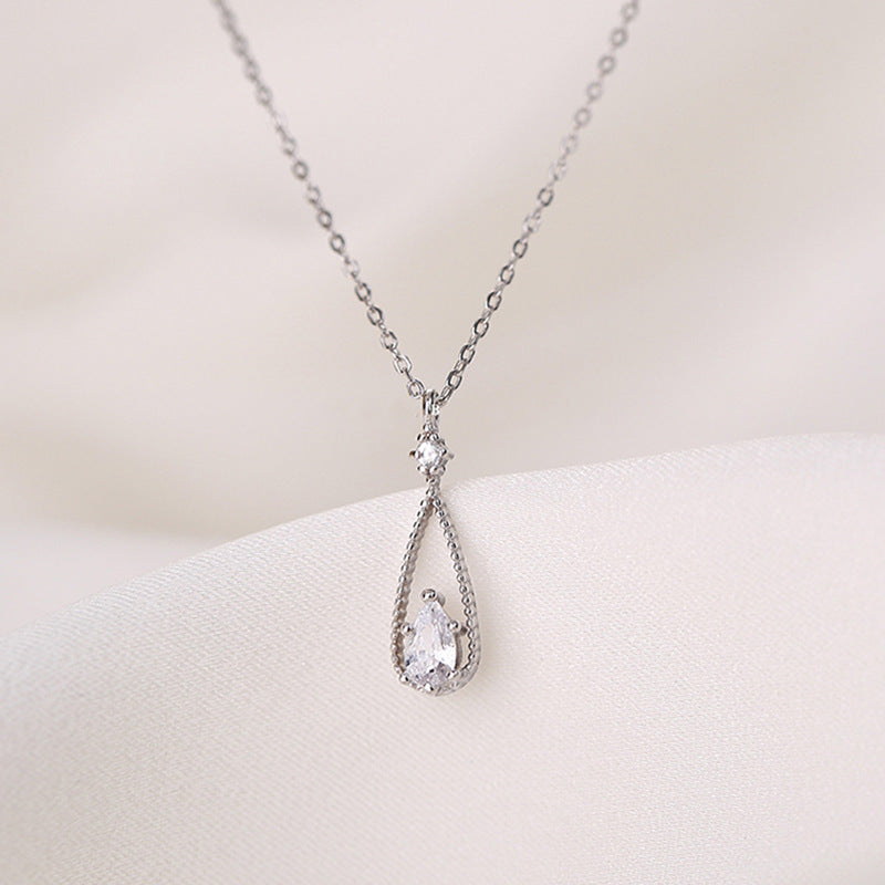 Women's French Delicate Water Drop Zircon Necklace