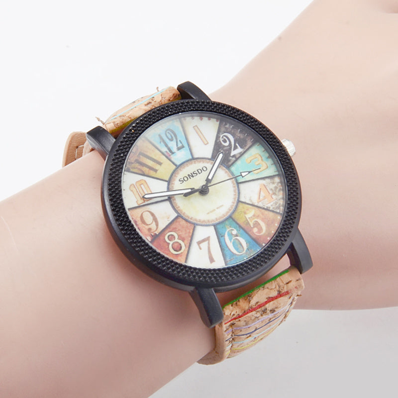 Reloj de pulsera de cuarzo para mujer de cuero Vintage Casual reloj de regalo