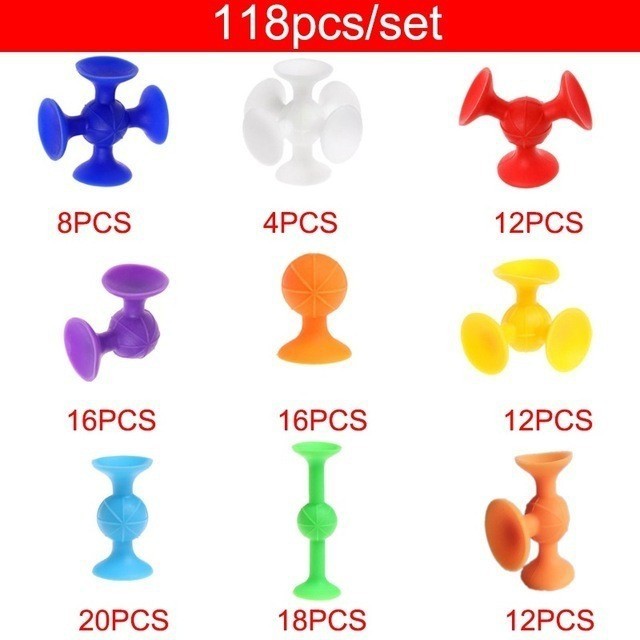 DIY Silicone Early Education Puzzle Children Education Manual Suction Cup Silicone Toy Building Block Model