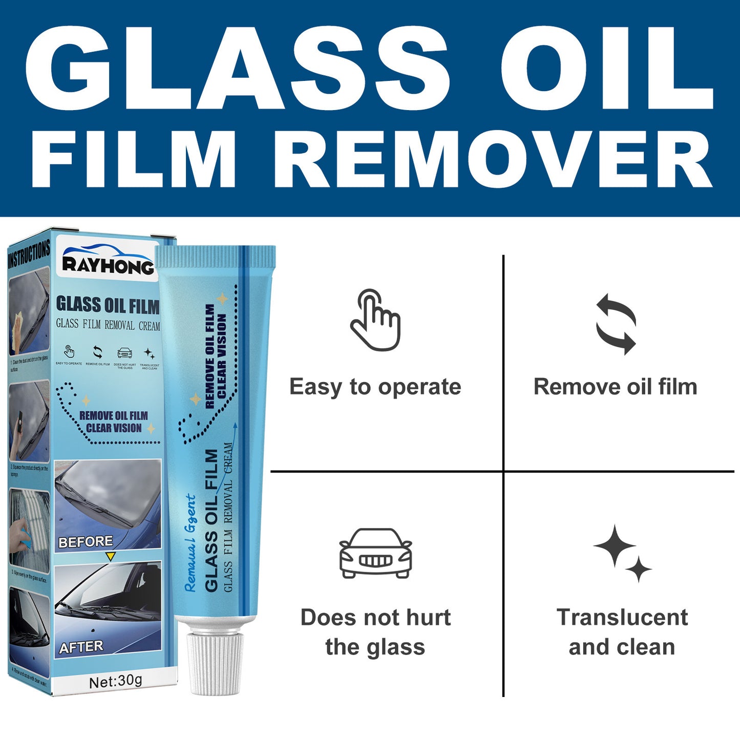 Car Windshield Glass Decontamination Rainproof Oil Film Remover