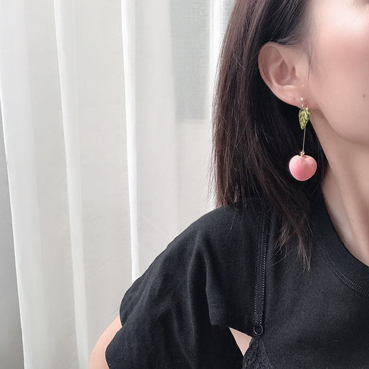 S925 Silver Needle Honey Peach Summer Girl Earrings