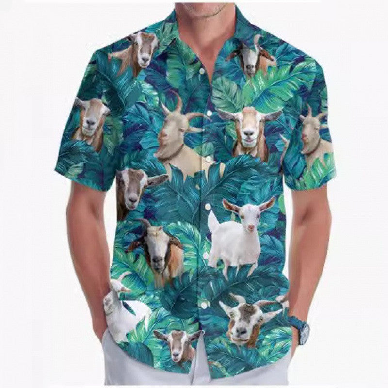Summer New Plus Size Men's Fashion Digital Printing Short Sleeve Shirt