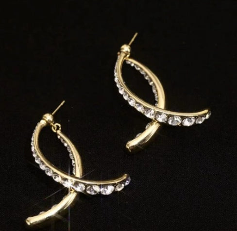 Simple Personality Cross Diamond Earrings