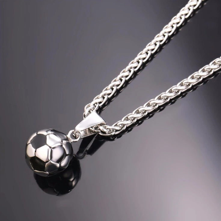 Gimnasio Deportivo joyería regalo 316L Acero inoxidable 18K chapado en oro fútbol Collar para hombres Niño