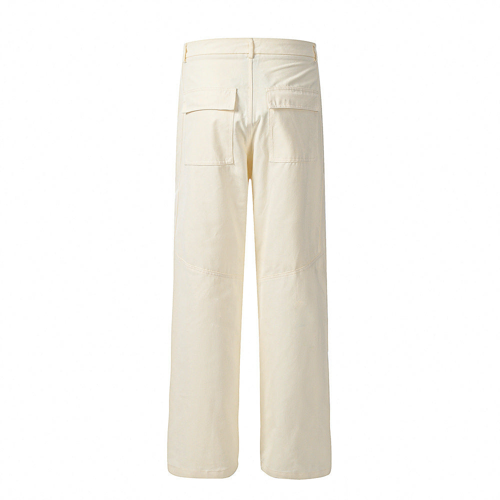 Solid Color Workwear Straight-leg Trousers Men