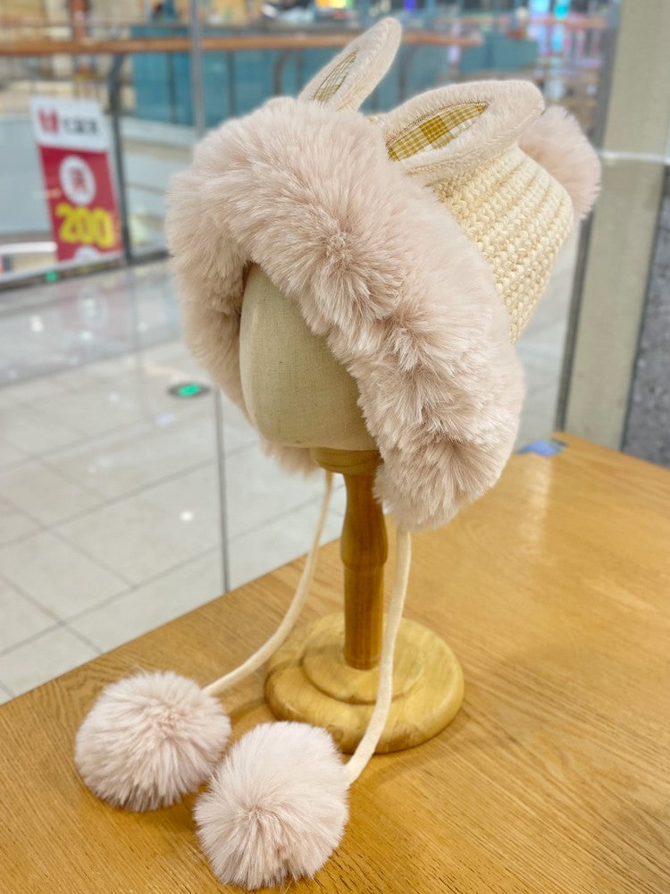 Cute Rabbit Ears Knitted Lei Feng Cap Children