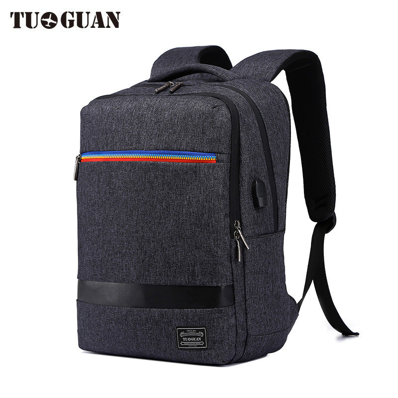Double shoulder computer bag, USB charging backpack, burglarproof multifunctional shoulder bag, business man short travel bag