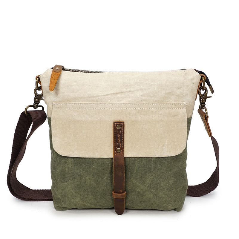 The source point man wax canvas bag bag retro canvas with leather satchel boy waterproof cloth