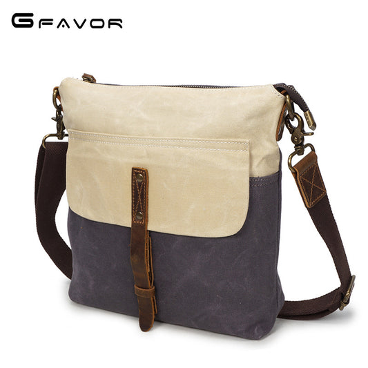 The source point man wax canvas bag bag retro canvas with leather satchel boy waterproof cloth