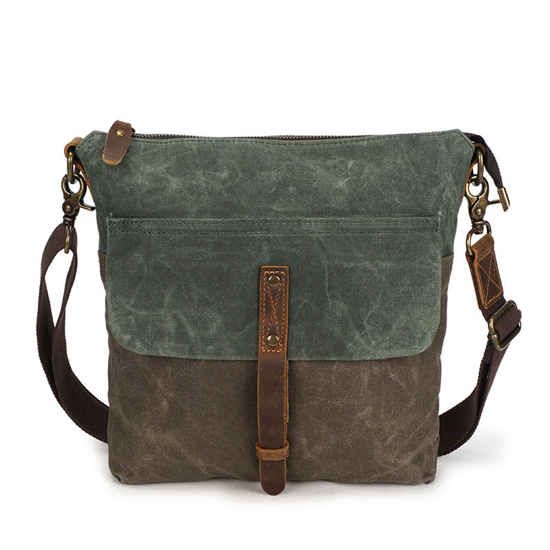 The source point man wax canvas bag bag retro canvas with leather satchel boy waterproof cloth