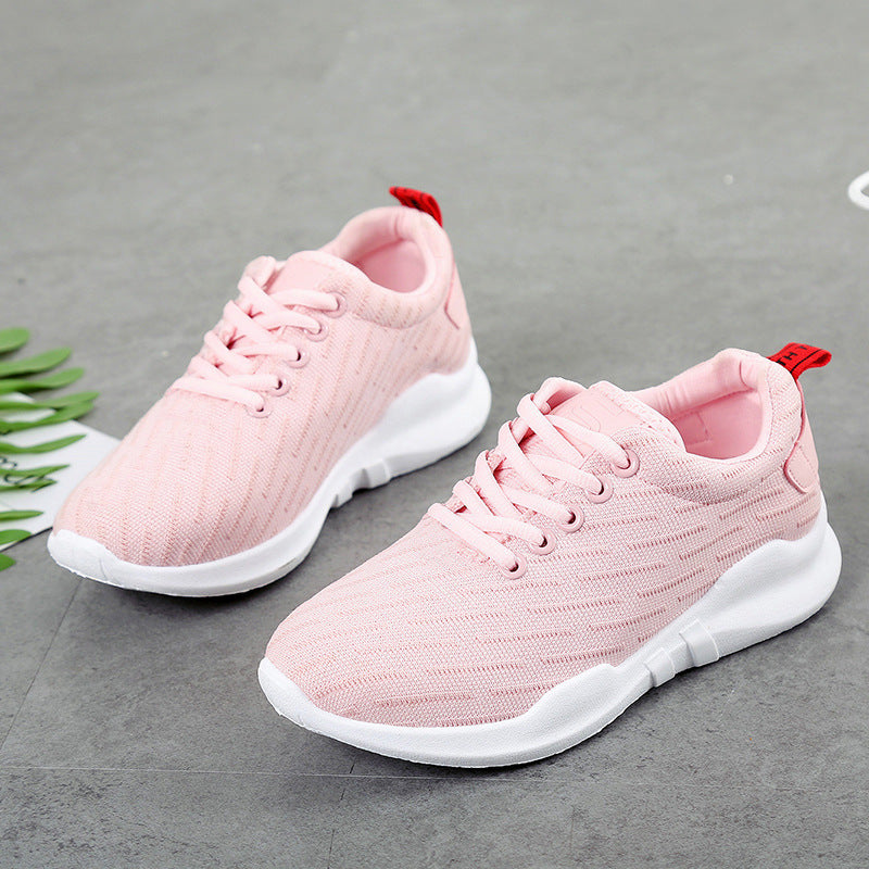 La nueva primavera y el verano 2020 zapatos deportivos coreanos transpirables de punto de las señoras zapatos casuales de plataforma zapatos