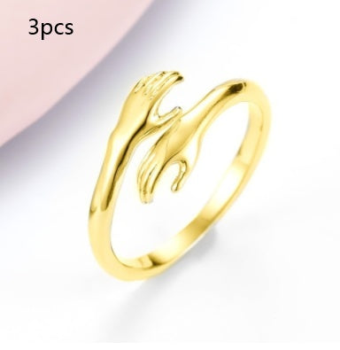 Aleación Simple manos abrazo anillo apertura ajustable joyería