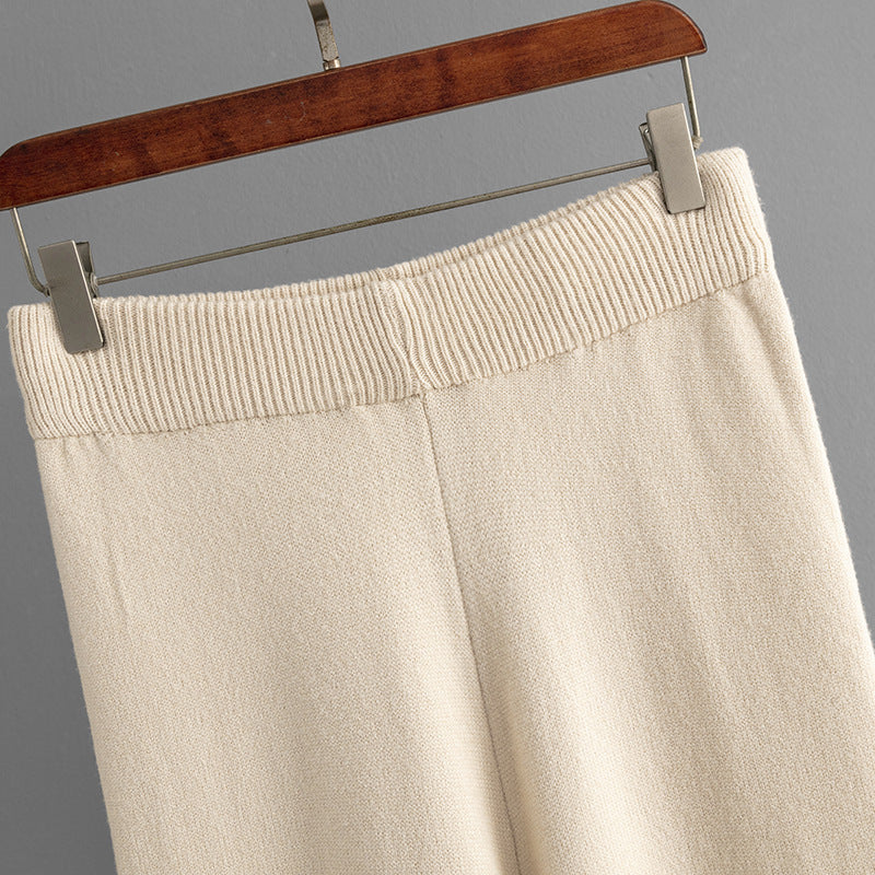 Fashionable Wide Leg Pants Sweater Women's Suit