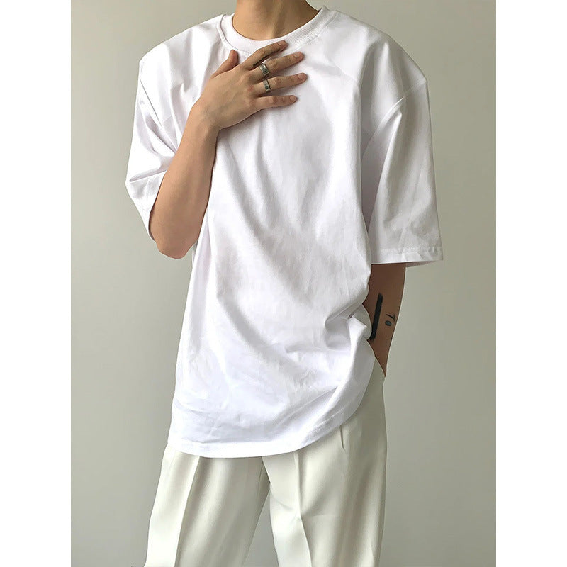 Men's Summer Cotton Short Sleeve Solid Color T-shirt