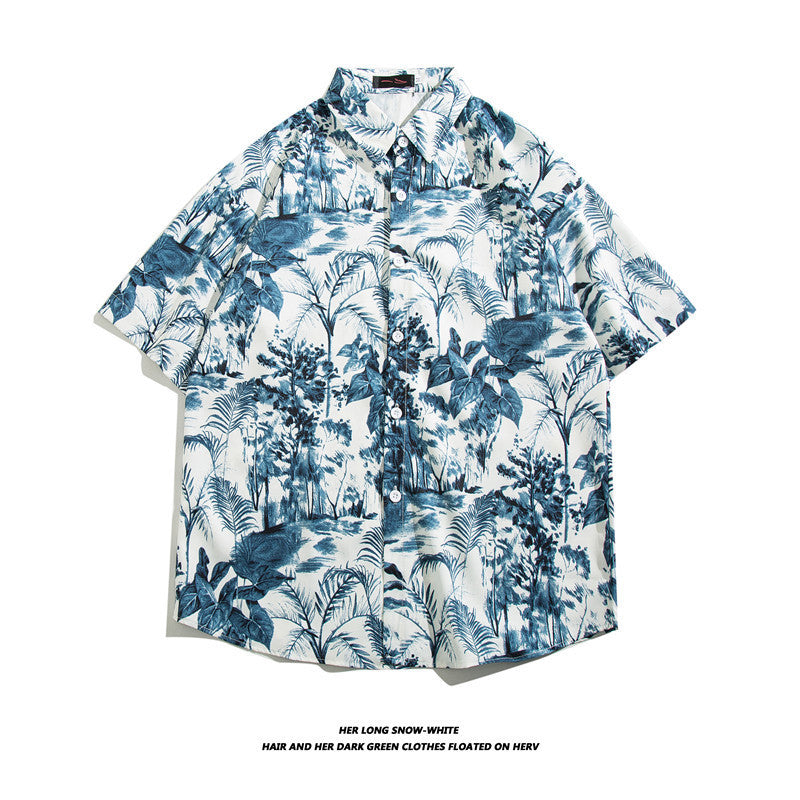 Fashionable Hawaiian Ice Silk Inch Shirt Man