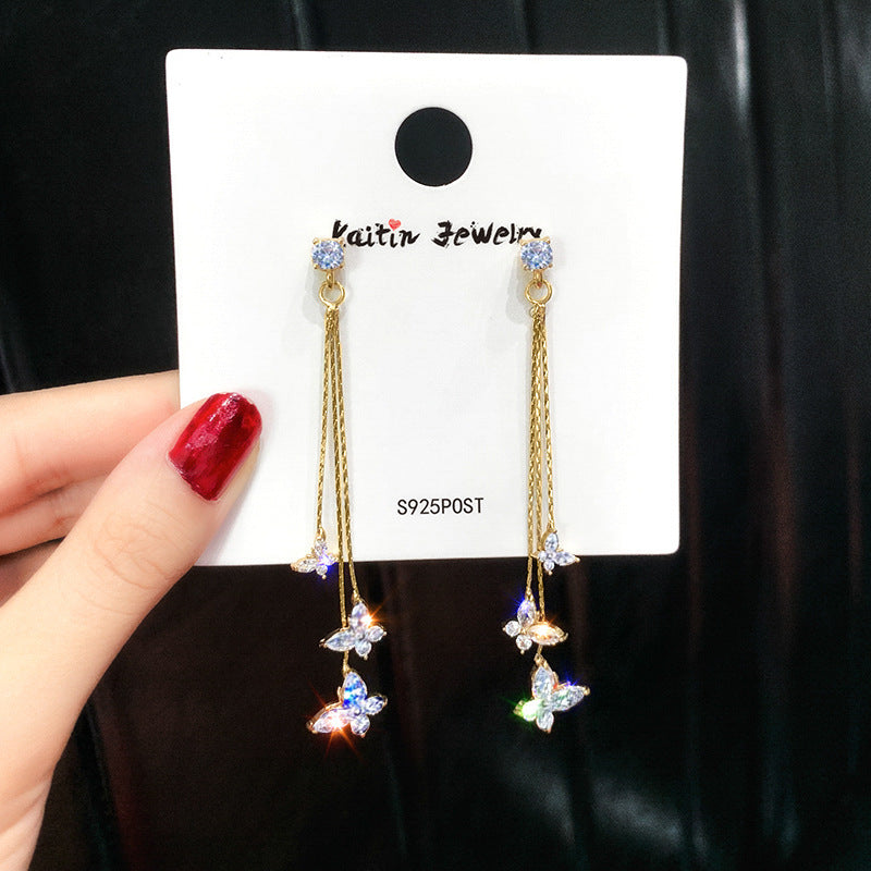 Fashion luxury butterfly tassel earrings