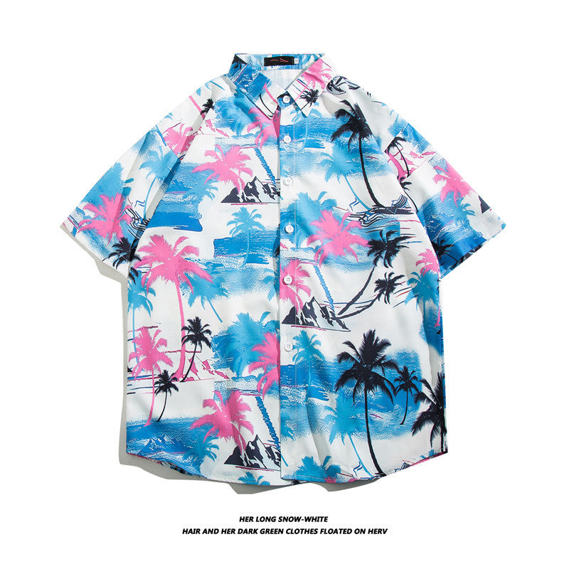 Fashionable Hawaiian Ice Silk Inch Shirt Man
