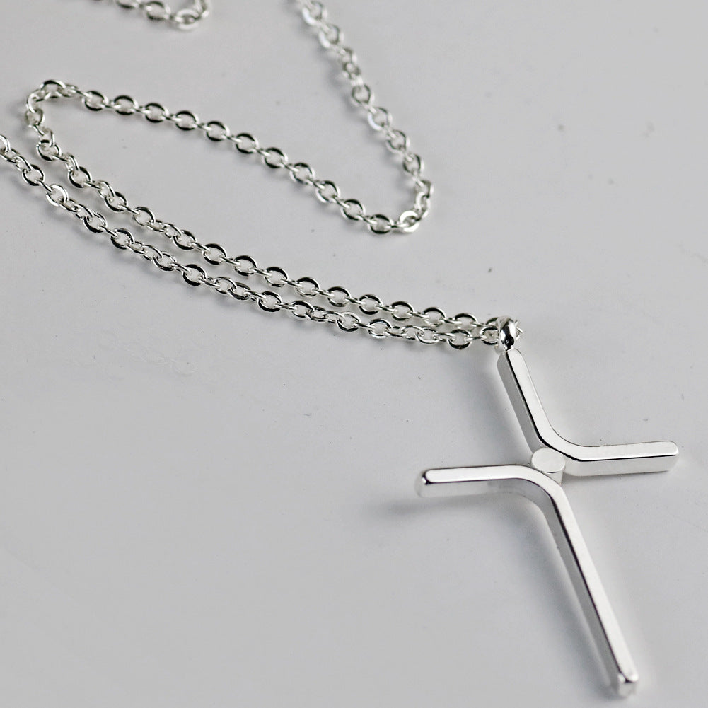 Cruz colgante nuevo collar Simple Chapado en acero de titanio