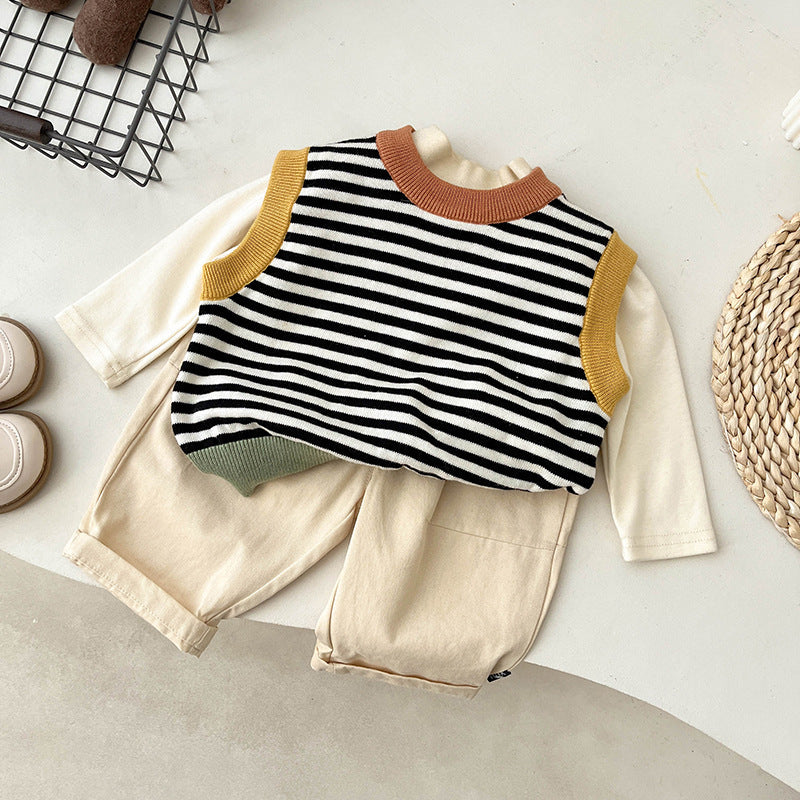 Vintage Striped Kids Pullover Vest