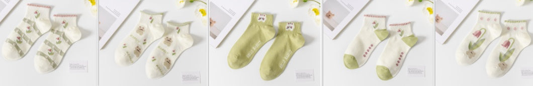 Women's Fashion Casual Combed Cotton Short Tube Socks