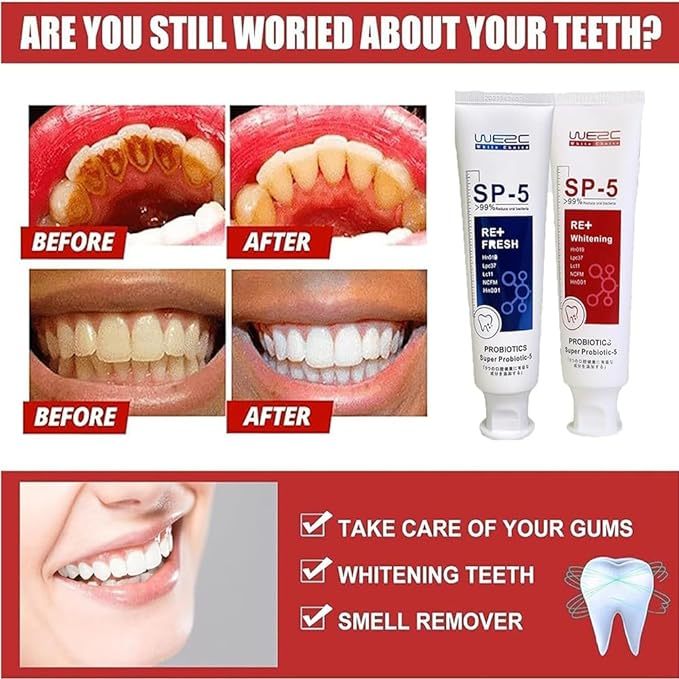 WE2C Whitening Toothpaste Teeth Cleaning Toothpaste Remove Plaque Remove Stains Oral Ordor Cleaning Bright Teeth Breath, Jasmine, Mint Gum Protection Foam Foaming SP5 Cleansing