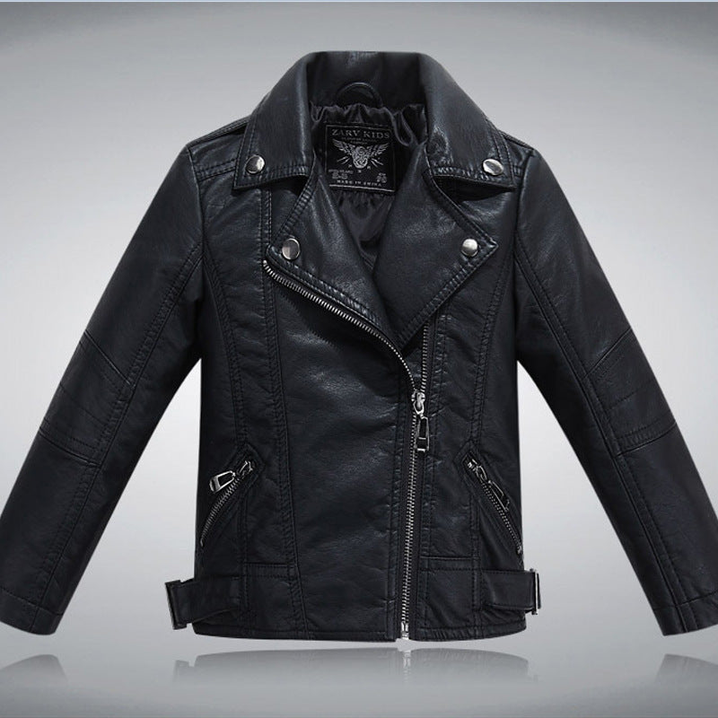 New Children PU Leather Lapel Fashion Jacket