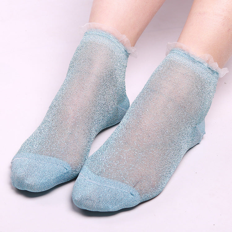 Ladies glitter lace socks