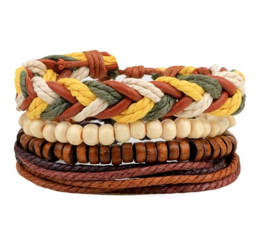 Pulsera de cuero para hombre pulsera de cuentas multicapa Punk Wrap pulseras para mujer Vintage punk hombres joyería