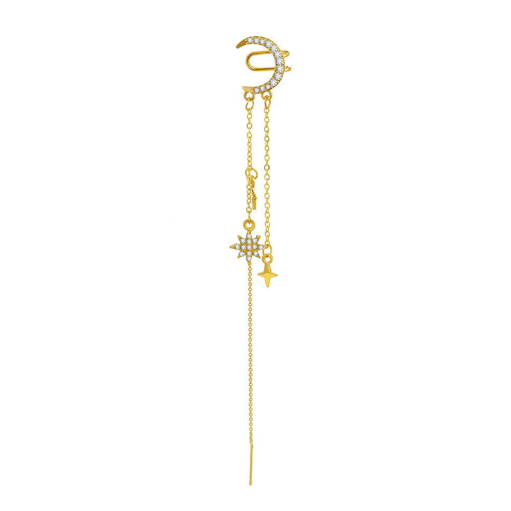 Fashion Light Luxury Micro Inset Zircon Moon Ear Clip Ear Piercing Free