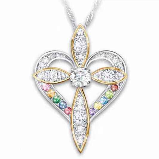 Colgante de cruz en forma de corazón de amor de moda