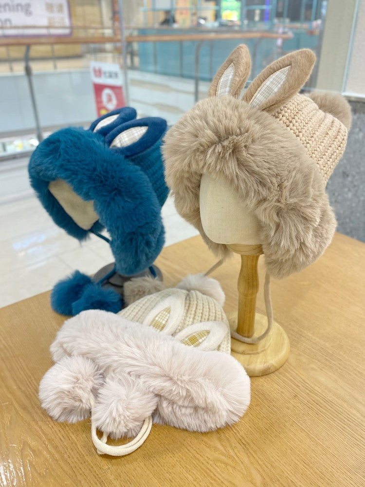 Cute Rabbit Ears Knitted Lei Feng Cap Children
