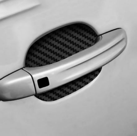 4 unids/set de puerta pegatinas de fibra de carbono resistente a los arañazos de coche con pegatinas
